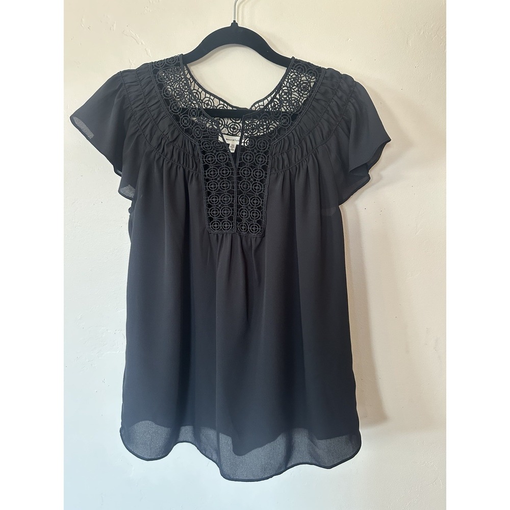 Max Studio Blouse With Crochet Detail. XS.